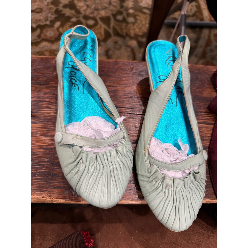 Irregular Choice Leather Pleated Ruched Slingback Kitten Heels Size 36